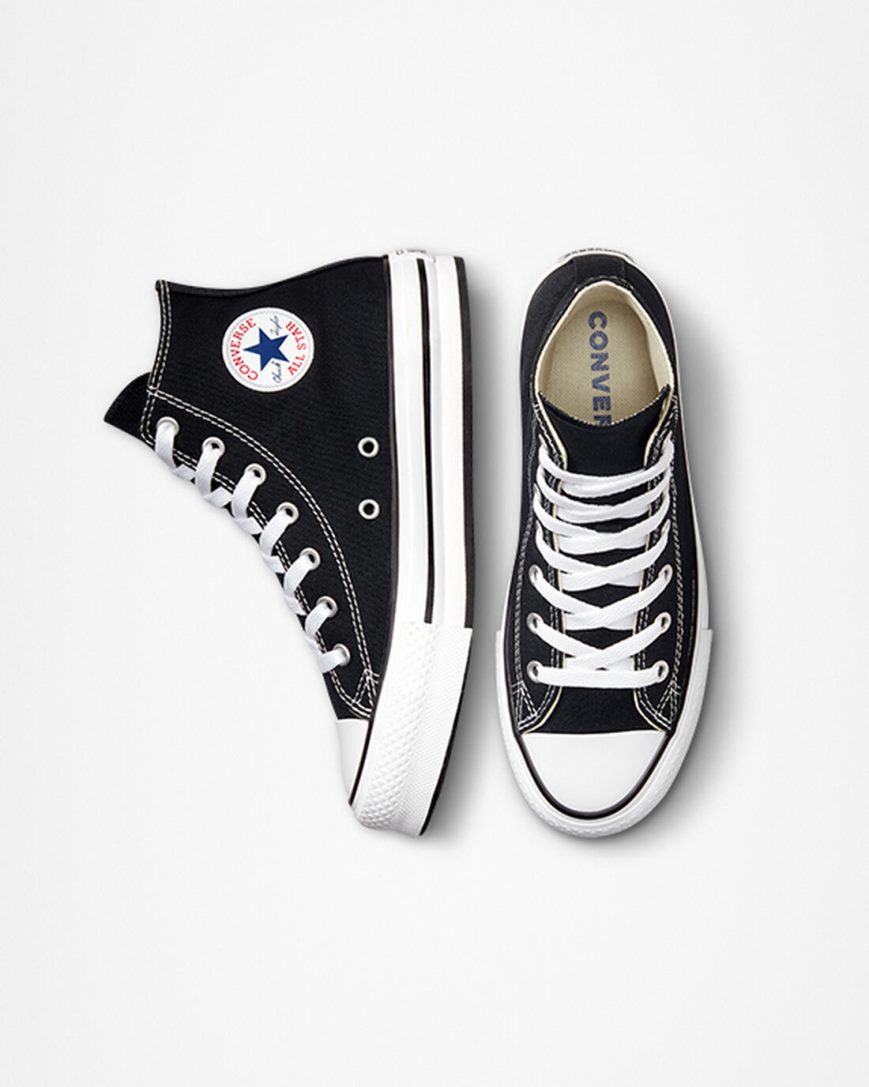 Sapatos Plataforma Converse Chuck Taylor All Star Lift Cano Alto Menina Pretas Branco Pretas | PT H0538T4